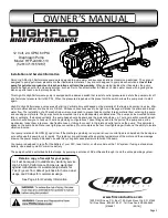 Fimco HIGH-FLO HFP-24060-113 Owner'S Manual предпросмотр