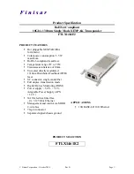 Preview for 1 page of Finisar Single Mode XENPAK Transponder FTLX1461E2 Specifications