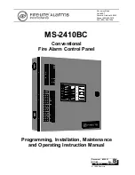 Fire-Lite MS-2410BC Programming, Installation, Maintenance  And Operating Instruction Manual preview