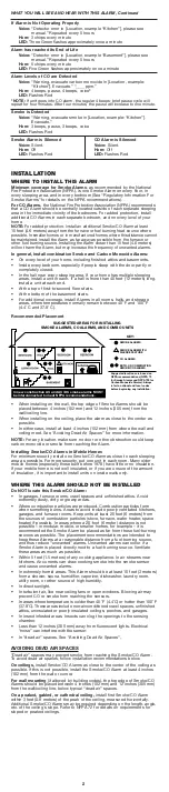 Предварительный просмотр 2 страницы First Alert PC900V User Manual