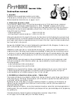 FirstBIKE Learner Bike Instruction Manual preview