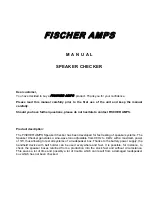 Fischer Amps SPEAKER CHECKER User Manual предпросмотр