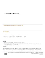 Предварительный просмотр 1 страницы Fisher & Paykel CE302CBX1 FP AA Parts Manual