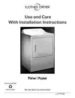 Fisher & Paykel DE08 Use And Care & Installation Instructions Manual preview