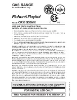 Fisher & Paykel OR36SDBMX User Operating Instructions Manual preview