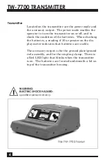 Preview for 4 page of Fisher Labs TW-7700 Operating Manual