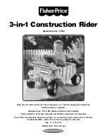 Предварительный просмотр 1 страницы Fisher-Price 3-in-1 Construction Rider Instruction Sheet