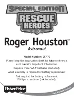 Preview for 1 page of Fisher-Price Special Edition Rescue Heroes Roger Houston Astronaut C4779 Instruction Sheet