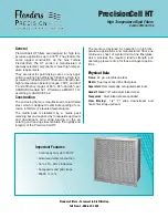 Flanders High Temperature Rigid Filter PB1003 Specification Sheet preview