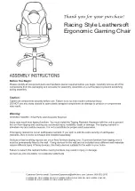 Предварительный просмотр 1 страницы Flash Furniture Racing Style Leathersoft Ergonomic Gaming Chair Assembly Instructions Manual