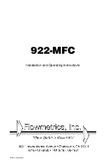 Flowmetrics 922-MFC Installation And Operating Instructions Manual preview
