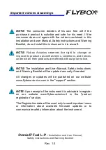 Предварительный просмотр 9 страницы Flybox Fuel L-P Installation And User Manual, Safety Instructions And Warning Booklet