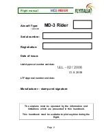 Preview for 2 page of Flyitalia MD-3 Rider Pilot'S Operating Handbook And Flight Manual