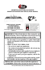 FMI FVFC24NR Owner'S Operation And Installation Manual preview