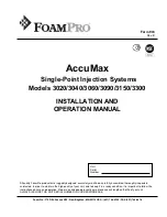 Preview for 1 page of FoamPRO AccuMax 3040 Installation And Operation Manual