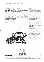 Preview for 1 page of Focal K2 POWER 100 KP User Manual