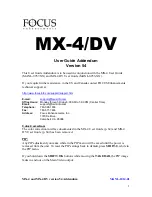 Preview for 1 page of Focus Bridge/Router MX-4DV User Manual Addendum