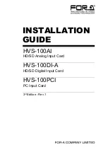 Preview for 1 page of FOR-A HVS-100AI Installation Manual