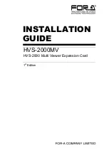 Preview for 1 page of FOR-A HVS-2000MV Installation Manual