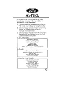 Preview for 1 page of Ford 1996 Aspire Manual