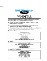 Ford 1998 Windstar Owner'S Manual предпросмотр