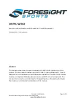 Предварительный просмотр 1 страницы Foresight Sports JODY-W263 Integration Instructions