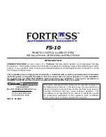 Fortress Technologies CRIMESTOPPER FS-10 Installation And Operating Instructions Manual preview