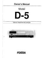 Fostex D-5 Owner'S Manual preview