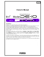 Fostex DE-10 Owner'S Manual preview