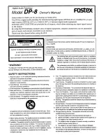 Предварительный просмотр 1 страницы Fostex DP-8 Owner'S Manual