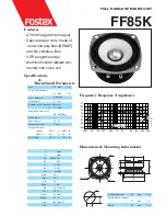 Fostex FF85K Specifications preview