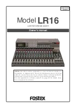 Preview for 1 page of Fostex LIVE RECORDING MIXER LR16 Owner'S Manual