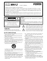 Fostex MN-12 Owner'S Manual preview