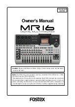 Preview for 1 page of Fostex MR16 Owner'S Manual