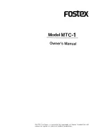 Fostex MTC1 Owner'S Manual preview