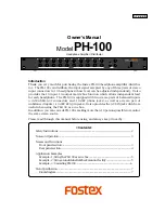 Preview for 1 page of Fostex PH-100 Owner'S Manual