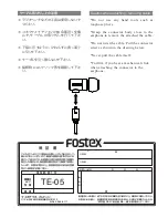 Предварительный просмотр 3 страницы Fostex TE-05 Owner'S Manual