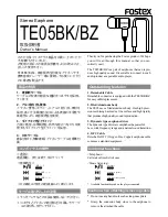 Preview for 1 page of Fostex TE05BZ Owner'S Manual