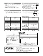 Preview for 2 page of Fostex TE05BZ Owner'S Manual