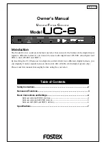 Preview for 1 page of Fostex UC-8 Owner'S Manual