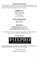 Предварительный просмотр 2 страницы Foxpro FOXGRIP II Instruction Manual