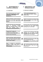 Preview for 19 page of Fral FD750 TCR Installation, Use And Maintenance Manual