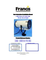 Francis Searchlights A2491 User Instruction & Installation Manual preview