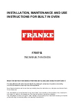 Предварительный просмотр 1 страницы Franke F7E07S1 Installation, Maintenance And Use  Instructions