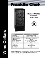 Preview for 2 page of Franklin Chef FWC120 Specifications