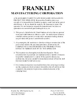 Предварительный просмотр 3 страницы Franklin Manufacturing Corporation 5000 Series Operating Instructions Manual