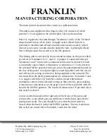 Предварительный просмотр 7 страницы Franklin Manufacturing Corporation 5000 Series Operating Instructions Manual