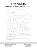 Предварительный просмотр 8 страницы Franklin Manufacturing Corporation 5000 Series Operating Instructions Manual