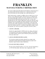 Предварительный просмотр 9 страницы Franklin Manufacturing Corporation 5000 Series Operating Instructions Manual