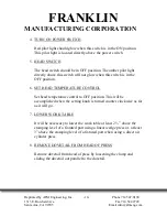 Предварительный просмотр 10 страницы Franklin Manufacturing Corporation 5000 Series Operating Instructions Manual